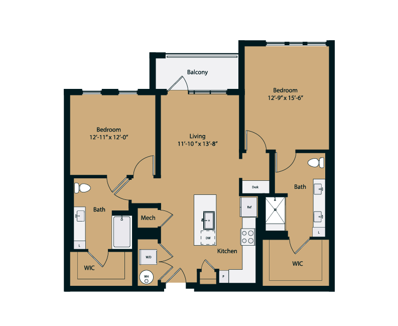 Floor plan layout diagram for 2A-1